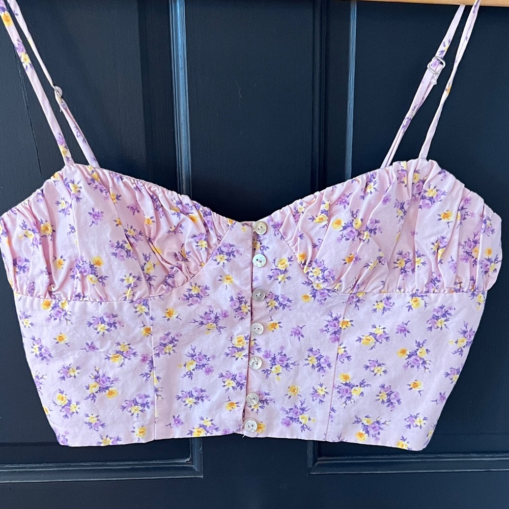 Zara Purple Floral Crop Top
